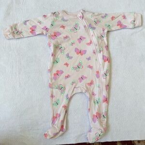 Koala Kids Butterfly Print Baby Pajamas w Side Zipper - Pink, Purple